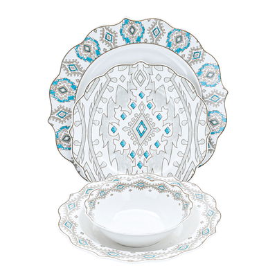 طقم عشاء بورسلان منقوش السيف غاليري، 24 قطعة - أبيض product image 1