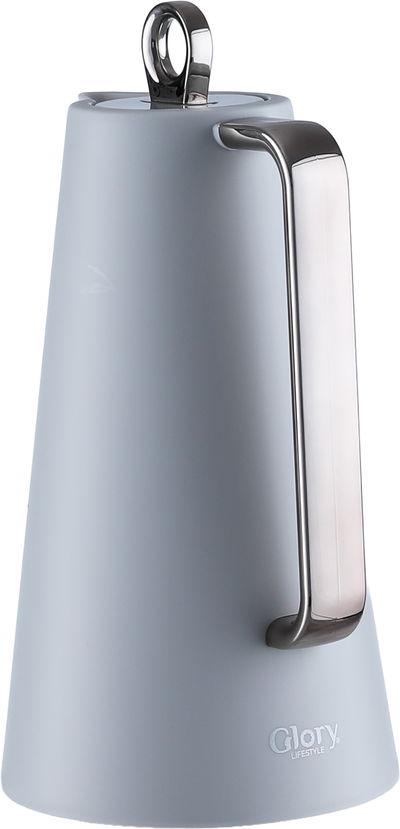 ترمس جلوري، 1 لتر، خامة داخلية زجاج، يد فضي، غطاء ضغاط - رمادي product image 2