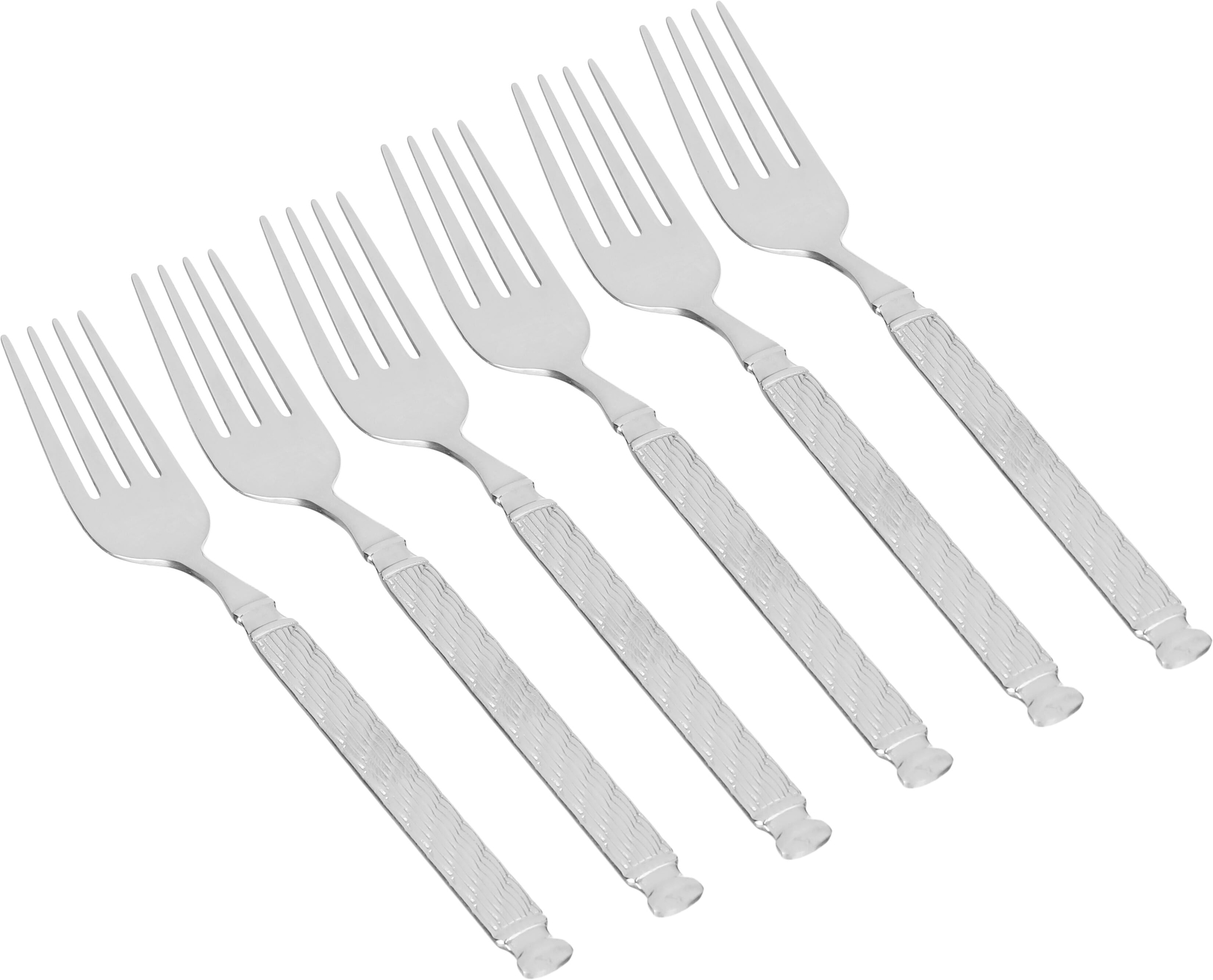 Al Saif Gallery steel sweet fork set, 6 pieces, engraved - silver product image