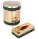 Tissue box with waste bin, Steel Al Saif Gallery, 22x22x27.2 / 26x13.2x6 cm, green-gold line product image 1