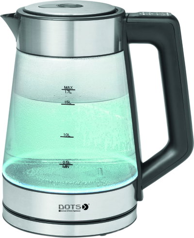 Dots Bbk2055Gt Glass Electric Kettle, 2200W, 1.7L, Indicator Light - Silver product image 1