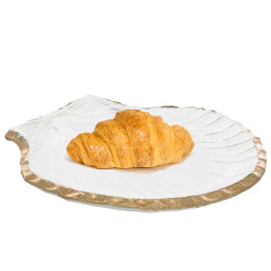 Al Saif Gallery glass sweet dish, 17x17x2.6 cm, golden rim, seashell shape - clear product image