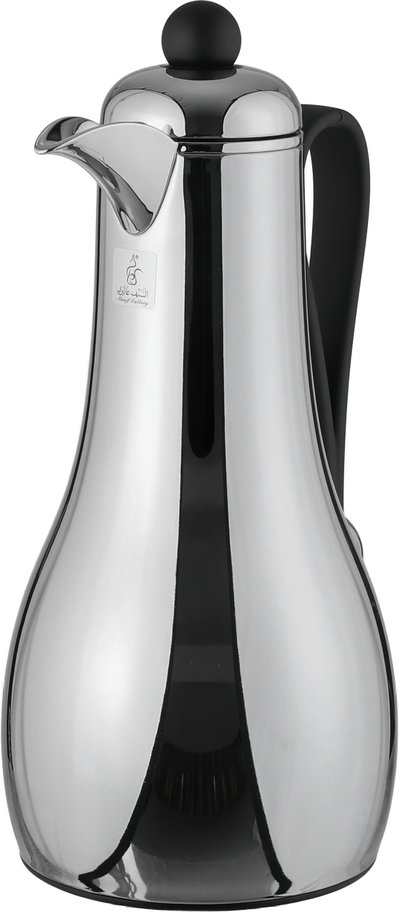 Al Saif Gallery Gheem Thermos Set, 2 Pieces, 1/1 Liter, Glass Inner Container, Black Handle - Silver product image 5