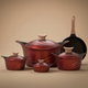 Newkline Titanium Granite Cookware Set, 9 Pieces, Wooden Handle - Cherry product image 1