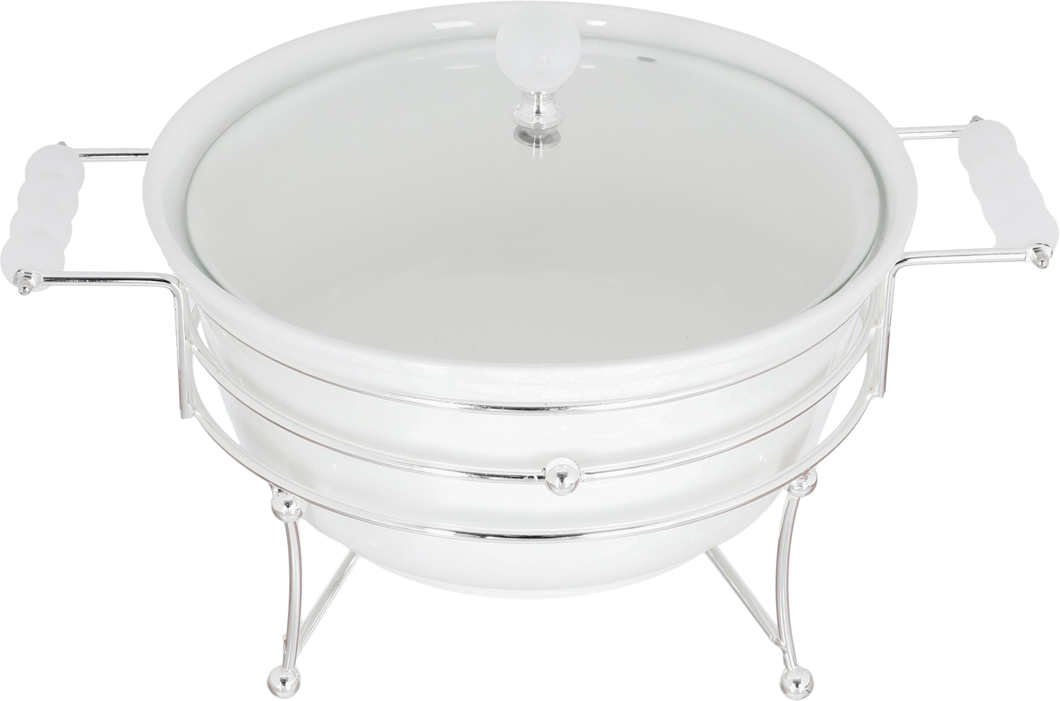 Wahj Al Masa Ceramic Soup Warmer, 12 Inch, Round, Base - Silver White product image 1