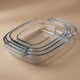 طقم صواني زجاج بايركس، 4 قطع، مستطيل - شفاف product image 1