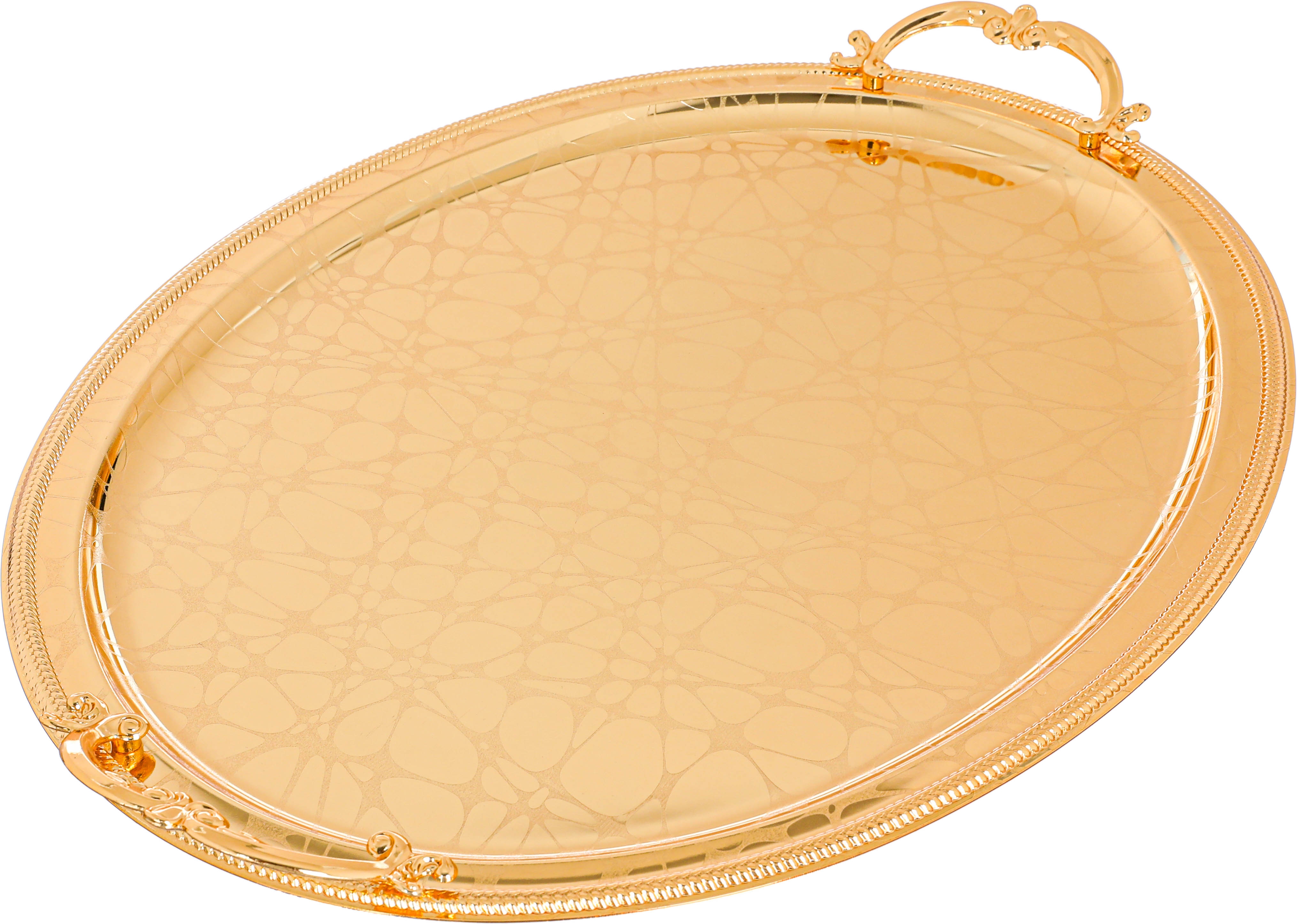 Steel tray set with Saif Gallery hand, 3 pieces, oval, engraved - gold product image 3