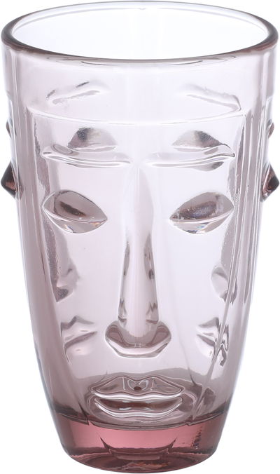Al Saif Gallery glass water cups set, 12.8 x 8 x 8 cm, with base, 3 pieces - light pink product image 2