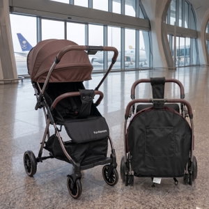 Fun Moment Baby Stroller, Foldable, Storage Basket, Safety Harness - Brown/Black product image