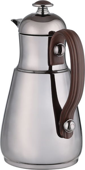 ترمس دلة تميم 10 السيف غاليري، 1 لتر، خامة داخلية ستانلس ستيل، يد خشبي، غطاء ضغاط - اسود لامع product image 2