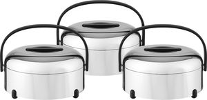 Al Saif Gallery Stainless Steel Food Container Set, 3 Pieces - Silver Black product image