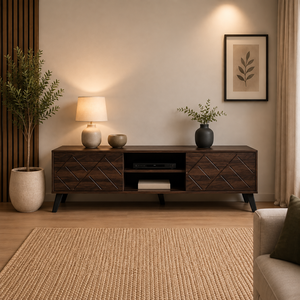 طاولة تلفزيون،  50×160×40 سم، خشب MDF، قواعد - بني غامق product image