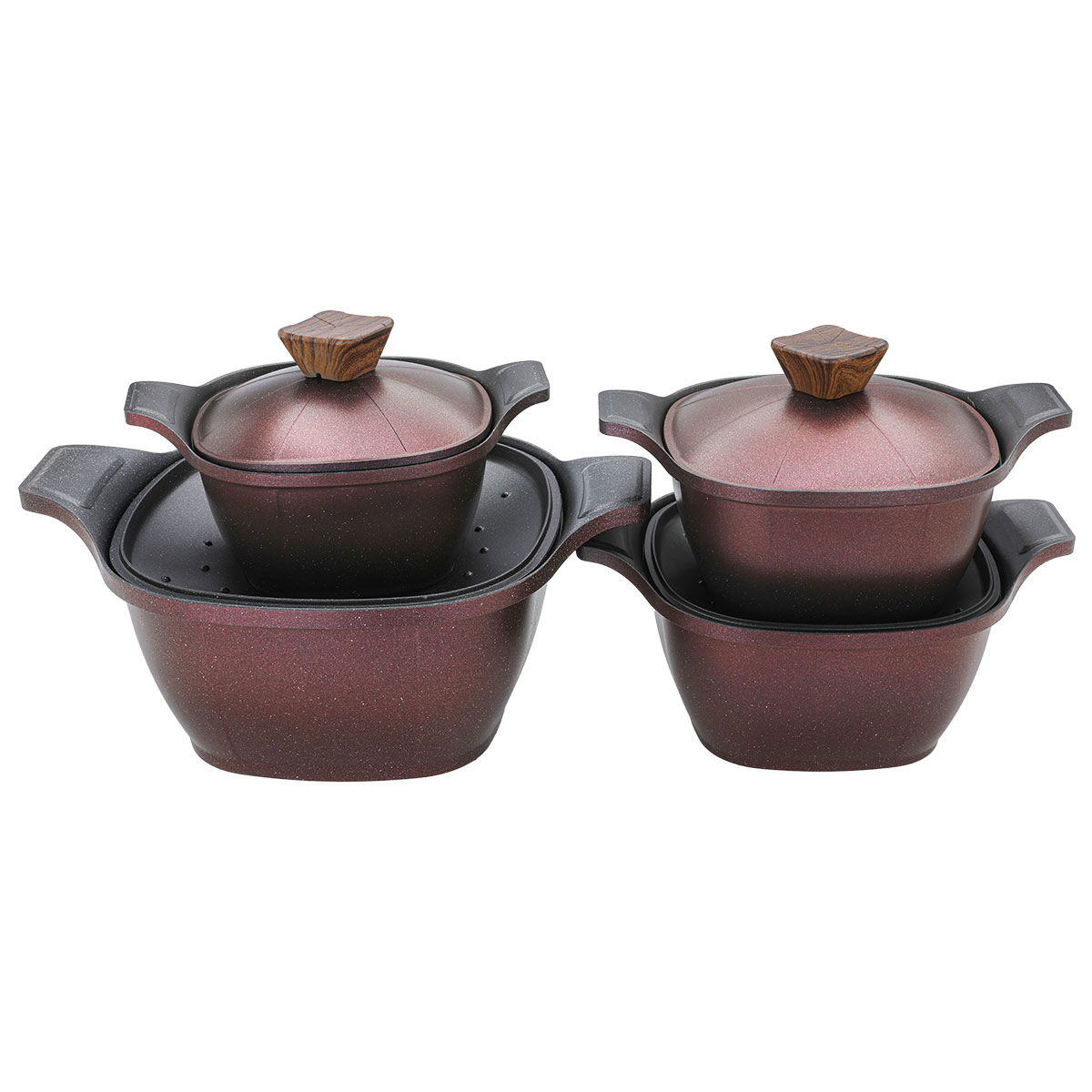 Al Saif Gallery granite cookware set, 14 pieces - dark red product image 4