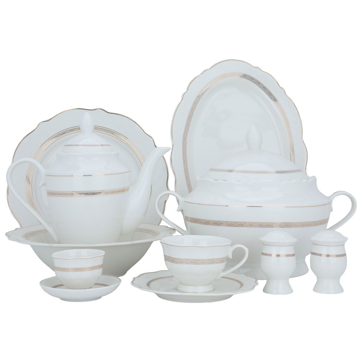 Al Saif Gallery porcelain dining set, round, 65 pieces - white product image