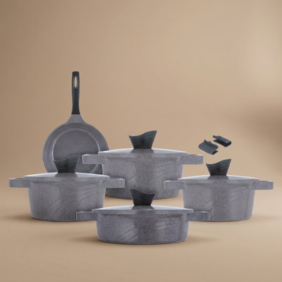 طقم قدور جرانيت تورنادو، 9 قطع - رمادي product image 1