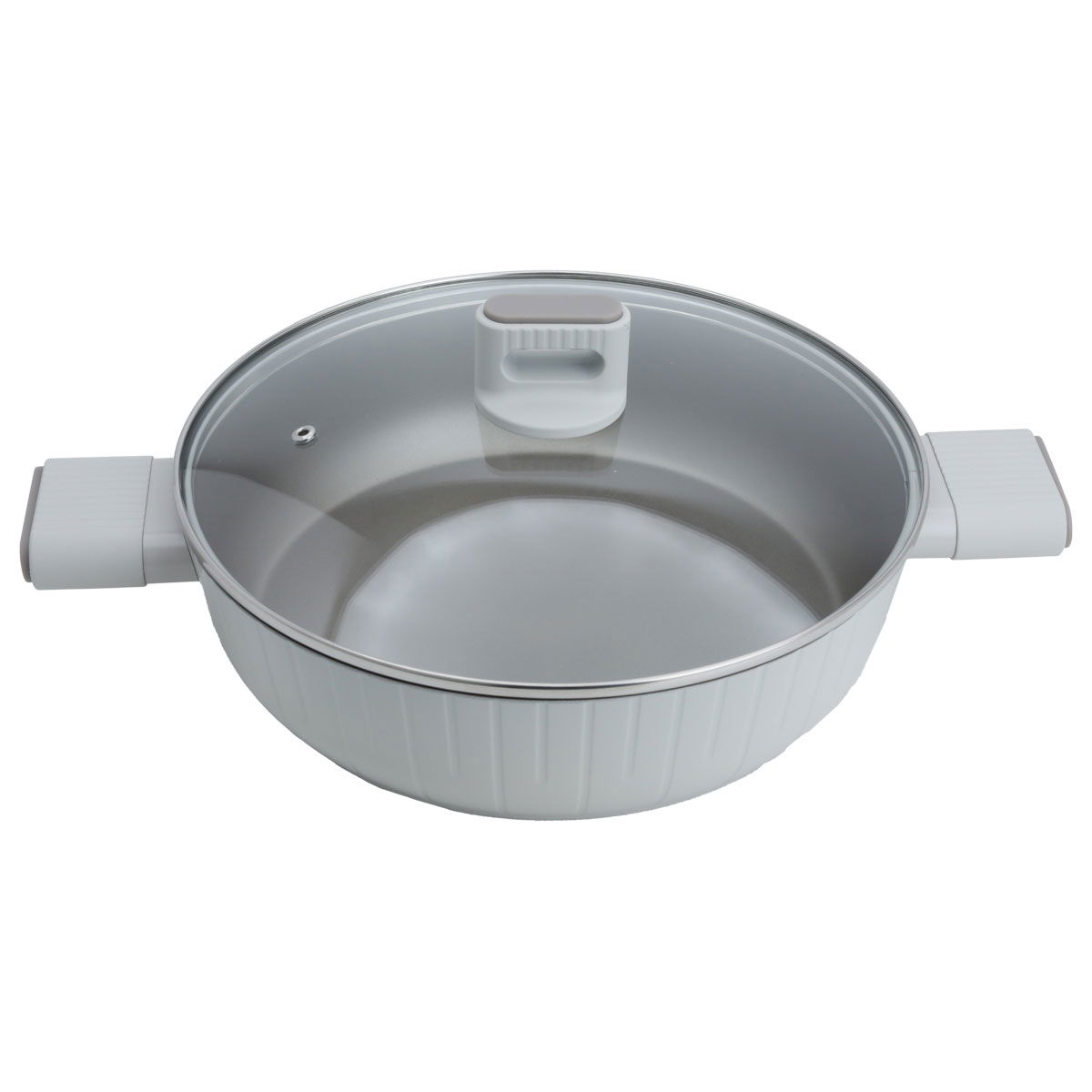 Robust cookware set, 9 pieces, with glass lid - beige product image 4