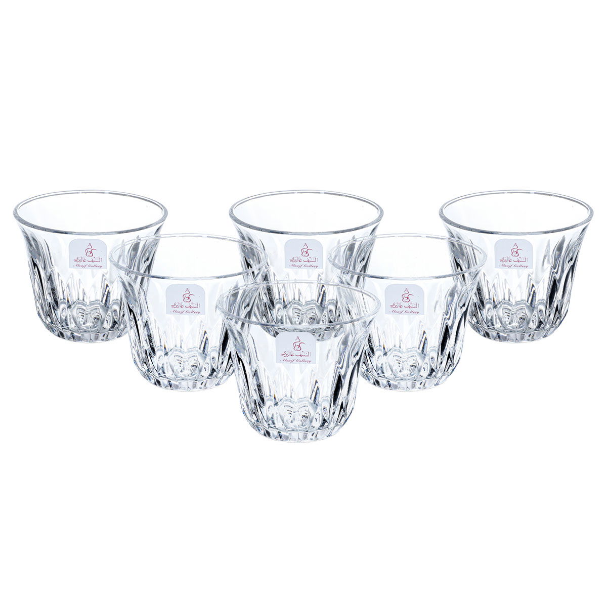Alsaif Gallery Bialat Crystal Cups and Saucer Serving Set, 18 Pieces - Transparent product image 5