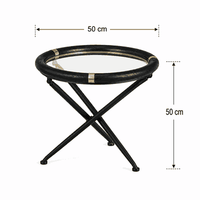 طقم طاولات زجاج و معدن، 3 قطع - اسود product image 3