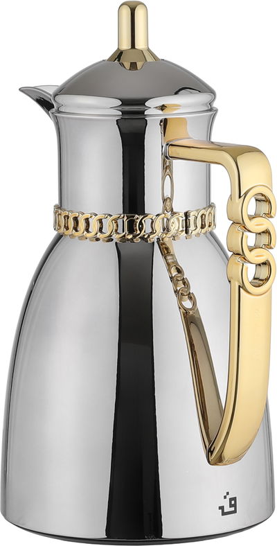 Al Saif Gallery Bayan Thermos Set, 0.7/1 Liter, 2 Pieces, Tempered Glass Inner Container, Gold-Silver Shiny Handle product image 3