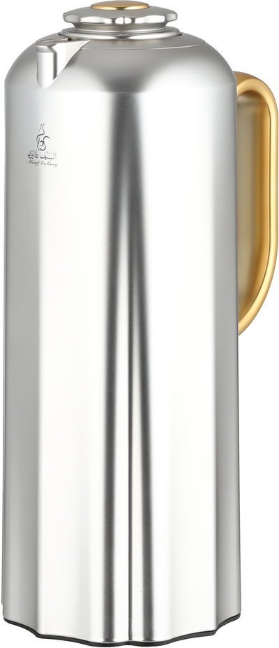 طقم ترامس نجدية السيف غاليري، 1 / 1 لتر، 2 قطعة، حافظة داخلية زجاج، يد ذهبي، ضغاط - فضي مطفي product image 4