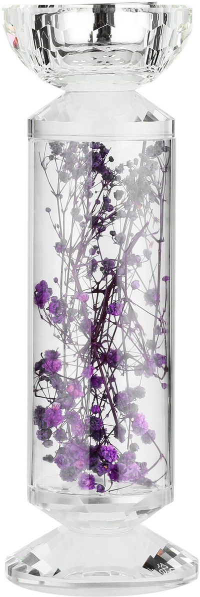 مبخرة زجاج السيف غاليري، مزينة زهور موف، 8x8x23 سم - شفاف product image 2