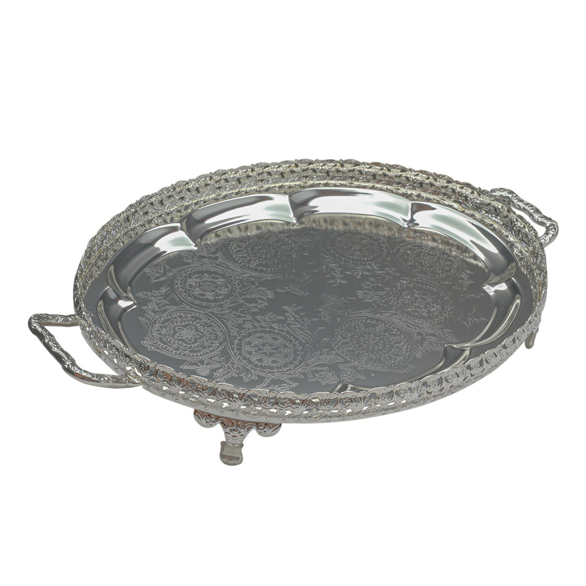 Tofaria Estelle Al Saif Gallery, 55x35x8 cm, oval, with legs - silver product image