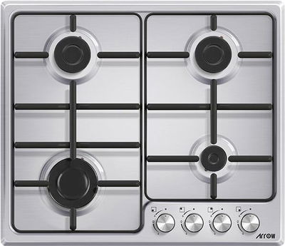 موقد غاز بلت ان ارو، 60 سم، 4 شعلات، RO-60BHGK - فضي اسود product image 1