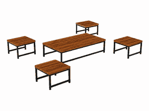 طقم طاولات خشب و معدن، 5 قطع - بني product image 2