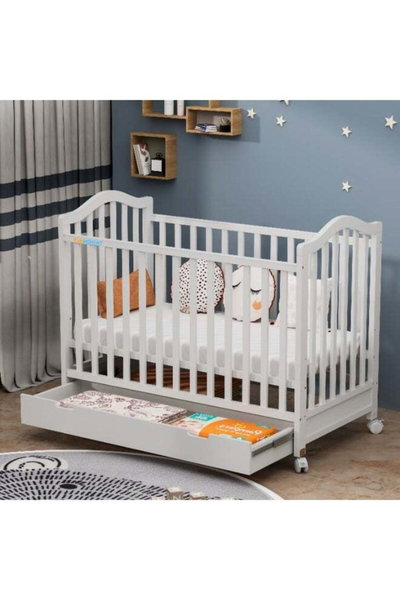 سرير اطفال خشب الصنوبر فان مومنت، 120×60 سم، مزود بدرج تخزين - ابيض product image 4