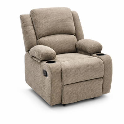 كرسي استرخاء قماش، 77x80x95 سم، بحامل اكواب، تخزين مخفي - بني بيج product image 3