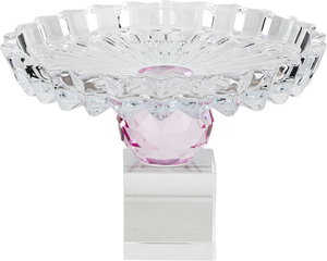Al Saif Gallery Glass Dessert Serving Stand, Green Base, 13.5x13.5x9.4 cm - Clear product image