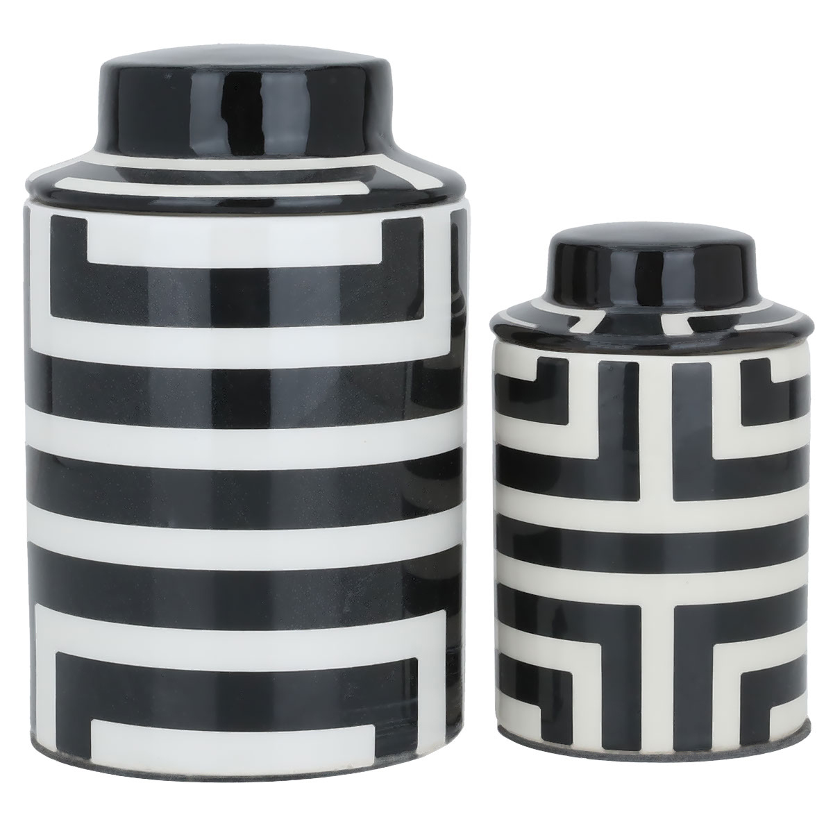 Al Saif Gallery Porcelain Vase Set, 2 Pieces - White Black product image 1