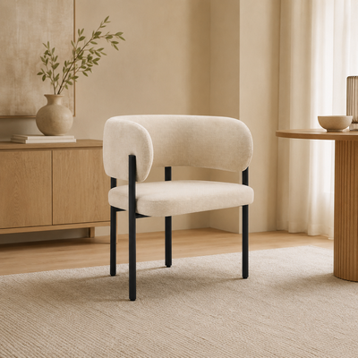 كرسي مودرن حديد ضد الصداء، 75×56×58 سم، قماش شانيل - بيج product image 4