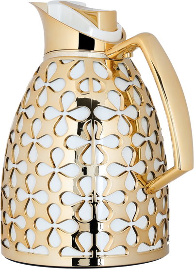 Al Saif Gallery Andalusia thermos set, 0.75/1 liter, glass inner container, plastic outer shell - white and gold product image 4