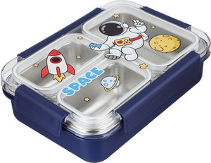 لانش بوكس بلاستيك السيف غاليري، 24x17x7 سم، خامة داخلية استيل، غطاء شفاف، ثلاث خانات - متعدد الألوان product image