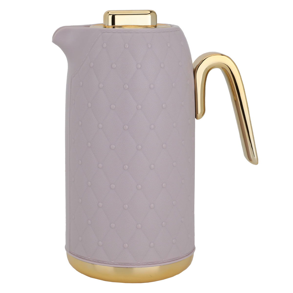 Timeless rattan thermos, 1 liter, golden handle, thermal glass inner shell, plastic outer shell - purple product image