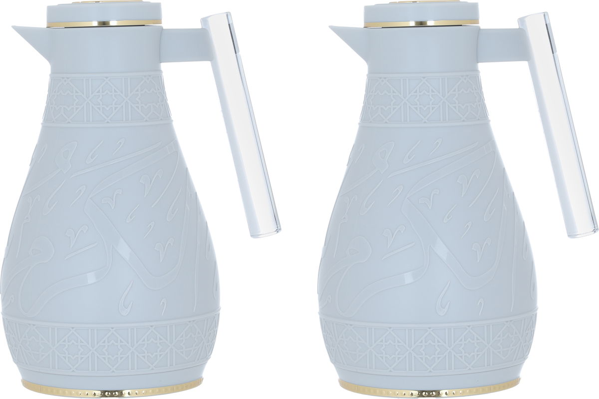 Al Saif Gallery Karam thermos set, 1/0.65 liter, Islamic pattern, thermal glass inner shell, plastic outer shell - light gray product image