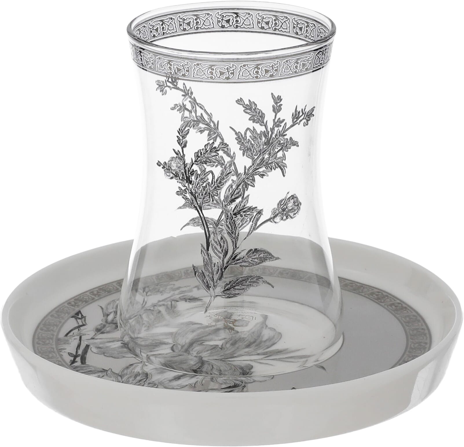 Al Saif Gallery Tea Cup Set with Glass Plate, 12 Pieces, 200 ml - Clear White product image 2
