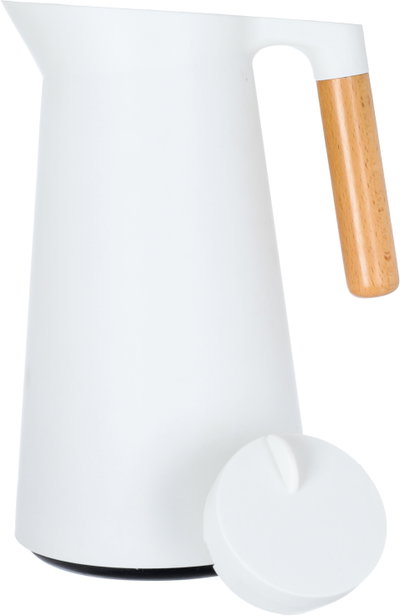 ترمس ليندا تايملس، 1 لتر، يد خشبي، حافظة داخلية زجاج حراري - أبيض product image 4