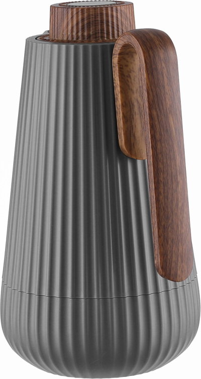 Glory Sumo Thermos, 1 liter, wooden handle, glass interior, push-button - dark gray wood finish product image 3