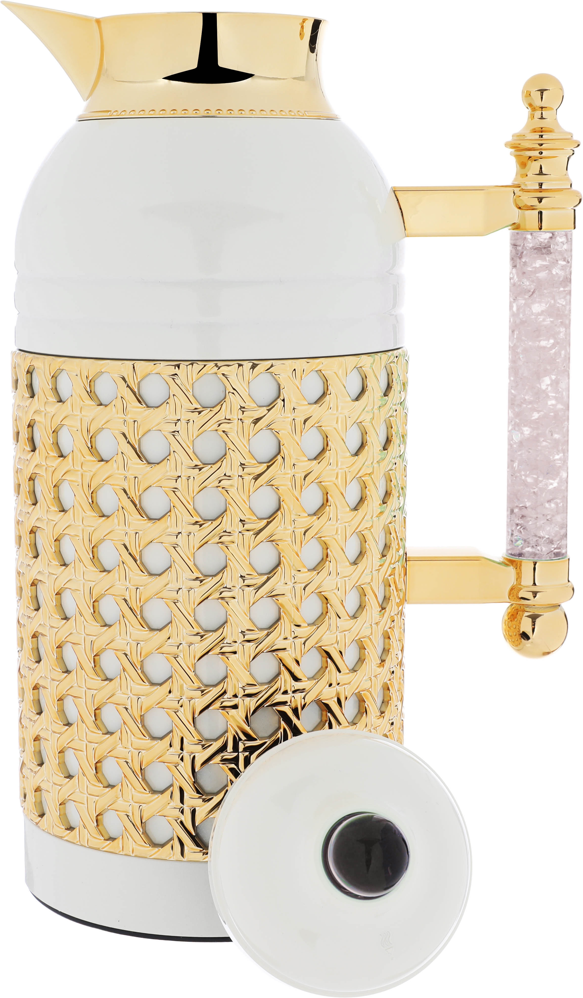 Al Saif Gallery Sarah thermos set, 1 liter, crystal handle, thermal glass inner case, steel outer case - pearl product image 8