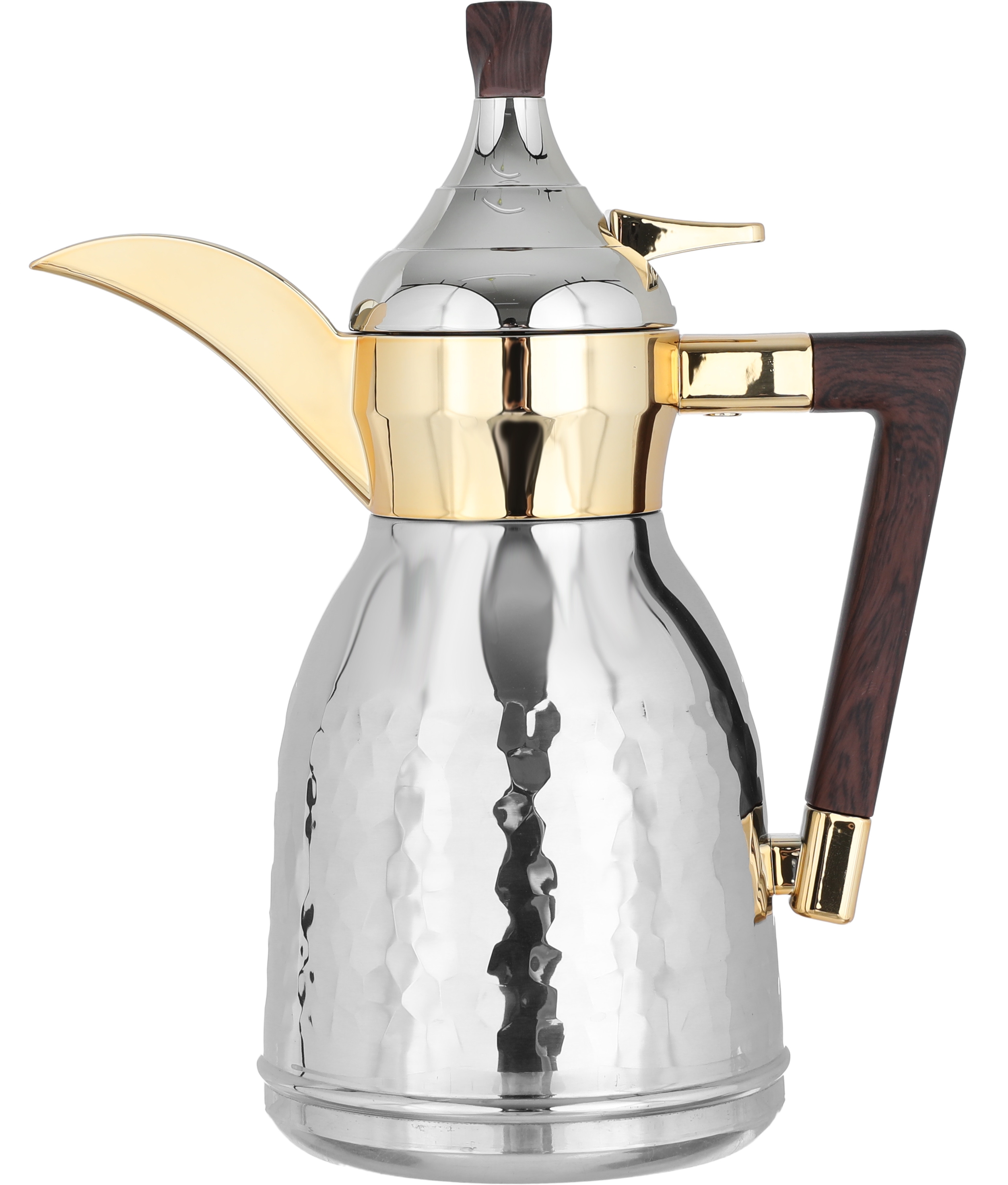 Alsaif Gallery Nawaf Steel Dallah, 0.35 litres, wooden handle - silver gold product image