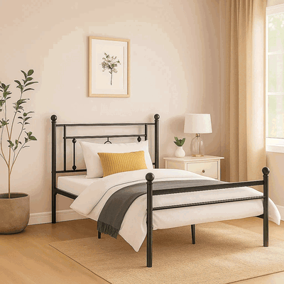 سرير حديد، 40×90×190 سم - أسود product image 2