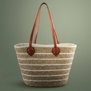 Al Saif Gallery Wicker Bag, 45x18x31 cm - Beige Brown product image