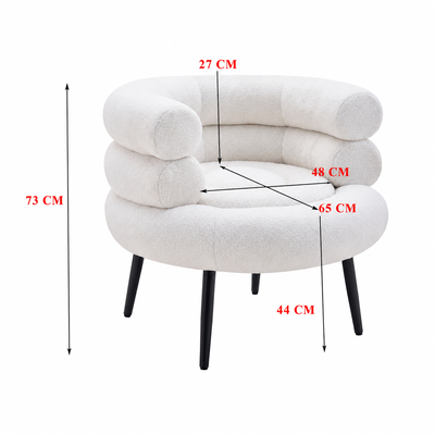 كرسي مودرن خشب MDF، 73×65×48 سم، قماش بوكلية - أبيض product image 2
