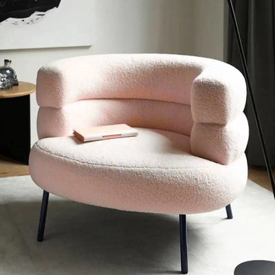 Modern Metal Chair, 70×75×50 Cm, Boucle Fabric - Beige product image 3