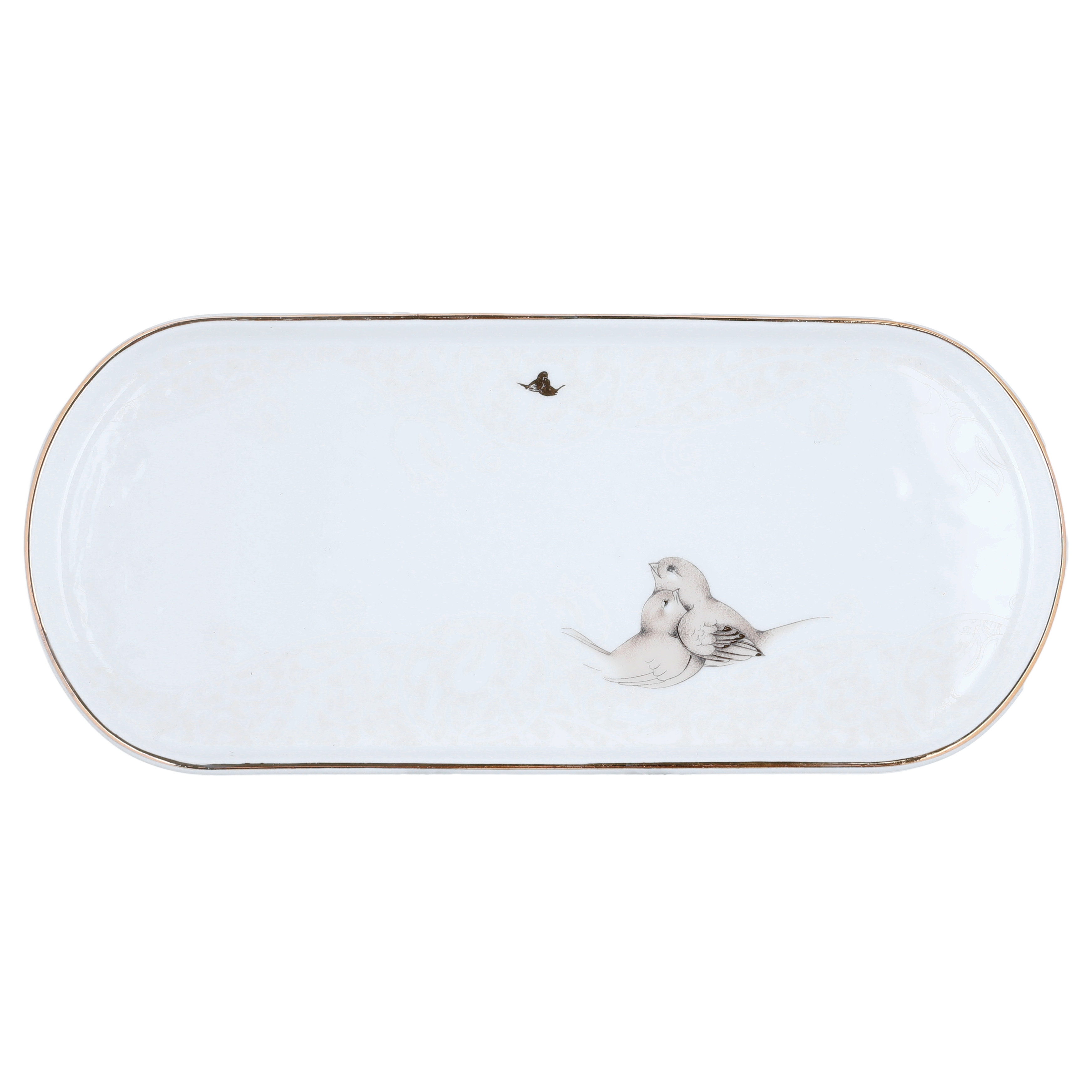 Al Saif Gallery dessert serving plate, 26 x 11 x 2 cm, oval, bird pattern - white product image 2