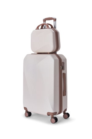 طقم شنط سفر ABS ليمرا، 5 مقاسات، 4 عجلات، زاويه 360 درجة، LMA-1131 - بيج ذهبي product image 2