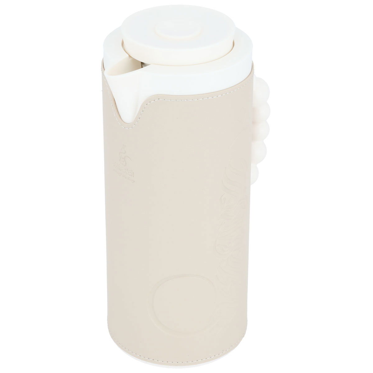 Al Saif Gallery Royal 7 glass thermos, 1 liter, plastic outer shell with leather cover - white product image 2