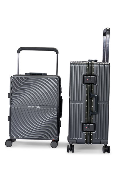 طقم شنط سفر بولي كربونات ليمرا، 2 مقاس، 4 عجلات، LMA-1913 - رمادي غامق product image 3